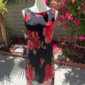 Black and red floral dress